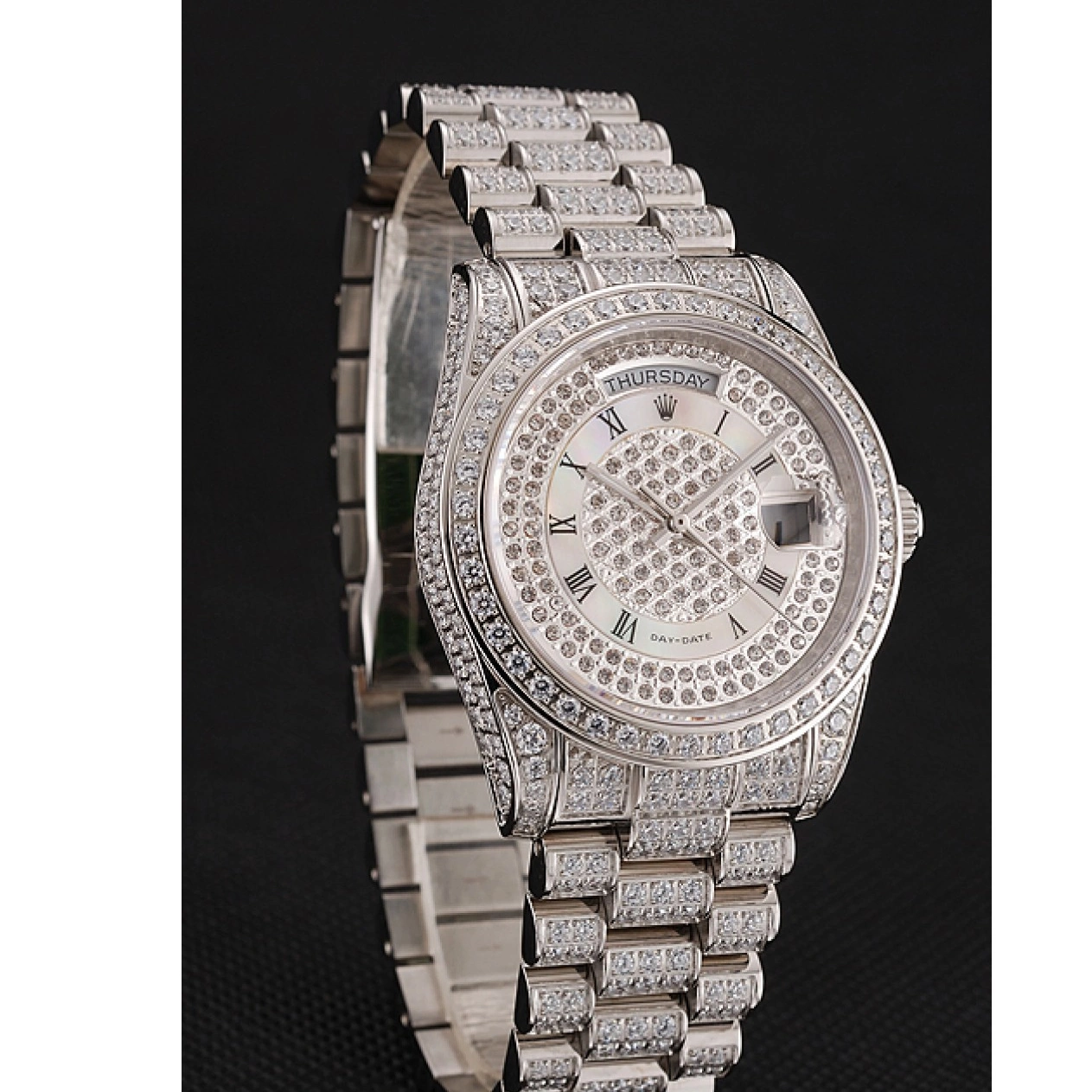 MiroTime 0817 Swiss Rolex Day-Date Diamond Pave Dial Diamond Case Diamond Bracelet 1453950